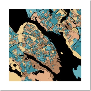 Halifax Map Pattern in Mid Century Pastel Posters and Art